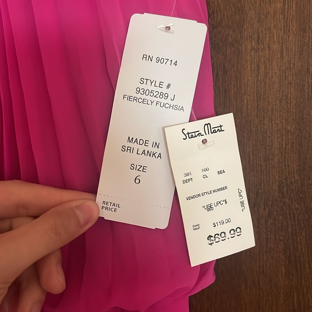 NWT Fuchsia Pleated Maxi Dress - Picture 3 of 6